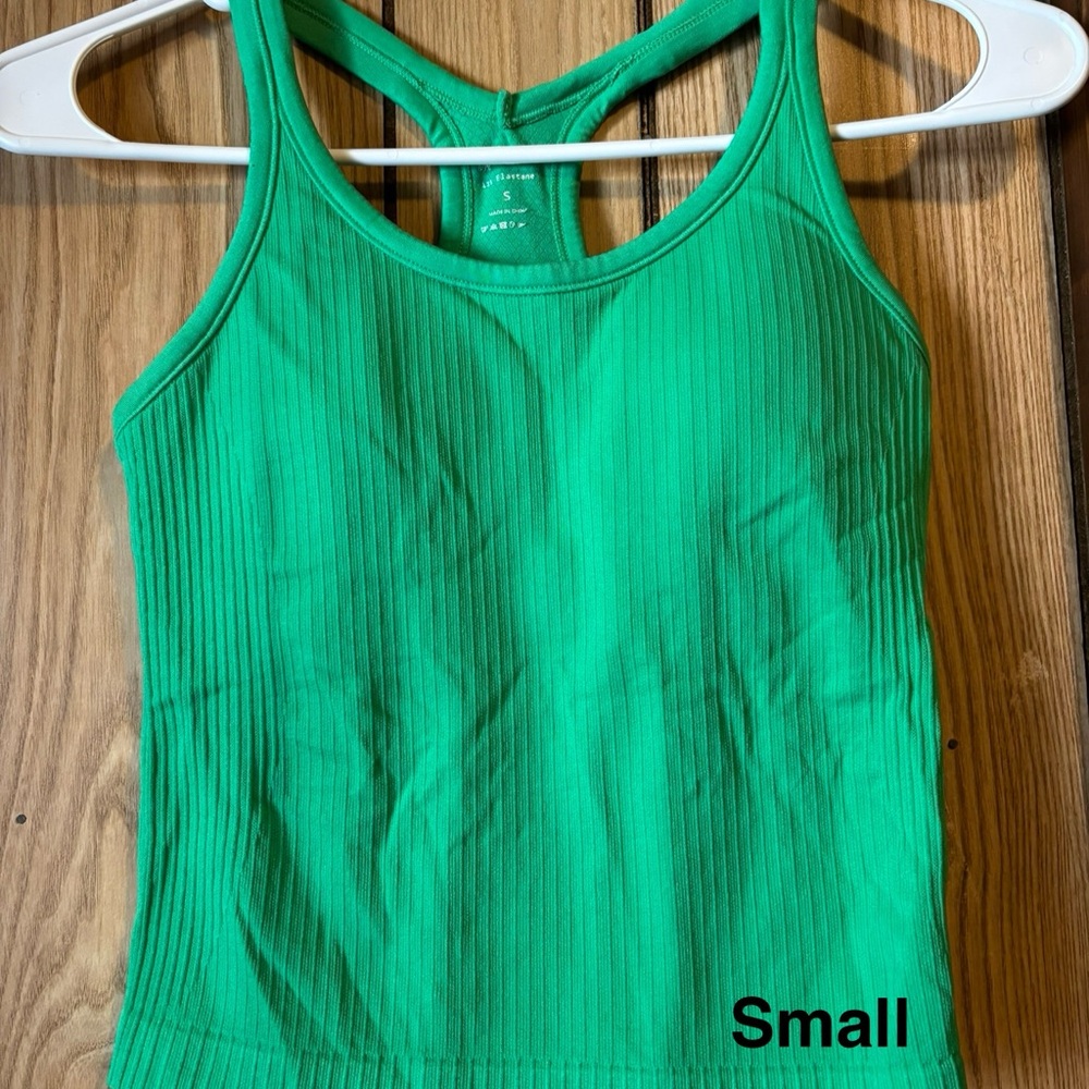 Green Ribbed Tank Top - Small